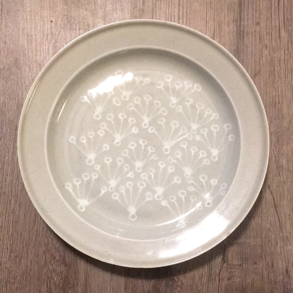 Vintage Dansk Replacement Plate taupe with white design